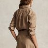 Braune Ralph Lauren Relaxed Fit Leinenhemden für Damen