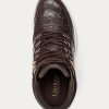Braune Ralph Lauren Rylee High-Top-Sneakers aus geprägtem Leder für Damen