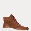 Braune Ralph Lauren Rylee High-Top-Sneakers aus Wildleder und Leder für Damen