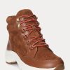 Braune Ralph Lauren Rylee High-Top-Sneakers aus Wildleder und Leder für Damen