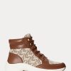 Braune Ralph Lauren Rylee Monogram Jacquard High-Top-Sneakers für Damen