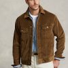 Braune Ralph Lauren Stretch Cord Trucker Jacken für Herren