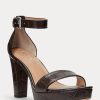 Braune Ralph Lauren Sylvia Pumps aus geprägtem Leder für Damen