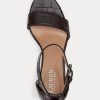 Braune Ralph Lauren Sylvia Pumps aus geprägtem Leder für Damen