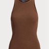 Braune Ralph Lauren Tanktops aus Rippstrick-Baumwolle für Damen