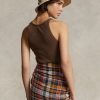 Braune Ralph Lauren Tanktops aus Rippstrick-Baumwolle für Damen