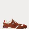 Braune Ralph Lauren Trackster 200 Wildleder- und Mesh-Sneakers für Herren