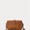 Braune Ralph Lauren Welington-Schultertaschen aus gewebtem Kalbsleder für Damen