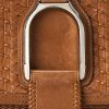 Braune Ralph Lauren Welington-Schultertaschen aus gewebtem Kalbsleder für Damen