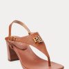 Braune Ralph Lauren Westcott II Sandalen aus getrommeltem Leder für Damen