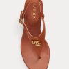 Braune Ralph Lauren Westcott II Sandalen aus getrommeltem Leder für Damen