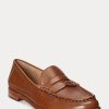 Braune Ralph Lauren Wynnie Loafer aus brüniertem Leder für Damen