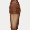 Braune Ralph Lauren Wynnie Loafer aus brüniertem Leder für Damen