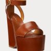 Braune Ralph Lauren Zadie Sandalen aus brüniertem Kalbsleder für Damen