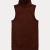 Braune ärmellose Rollkragenpullover aus Wolle von Ralph Lauren für Damen