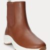 Braune Slip-On-Sneakers „Rylee“ aus brüniertem Leder für Damen von Ralph Lauren