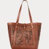 Braune Tragetaschen aus handgefertigtem Leder von Ralph Lauren für Damen