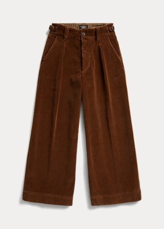 Braune, verkürzte Cordhose mit weitem Bein von Ralph Lauren für Damen