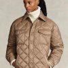 Braune, wasserabweisende Steppmäntel im Oversize-Stil von Ralph Lauren für Damen