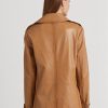 Braune Zweireihige Mäntel aus Nappaleder für Damen von Ralph Lauren