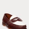 Burgunderrote Cremefarbene Pennyloafer für Herren von Ralph Lauren aus der Morehouse-Kollektion
