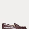 Burgunderrote Ralph Lauren Wynnie Loafer aus geprägtem Leder für Damen