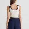 Creme / Marineblaue, zweifarbige, ärmellose Pullover aus Baumwollmischung für Damen von Ralph Lauren