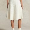 Cremefarbene A-Linien-Röcke aus Wolle und Kaschmir mit mehreren Zopfmustern für Damen von Ralph Lauren