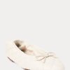 Cremefarbene Ballerinas aus gestepptem Lammleder von Ralph Lauren für Damen