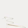 Cremefarbene, flache Schnürschuhe Cecilia aus Nappaleder für Damen von Ralph Lauren