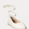 Cremefarbene, flache Schnürschuhe Cecilia aus Nappaleder für Damen von Ralph Lauren