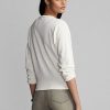 Cremefarbene French Terry-Sweatshirts mit Rundhalsausschnitt und Ralph Lauren-Logo für Damen