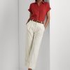 Cremefarbene Knöchelhose aus doppelseitiger Stretch-Baumwolle von Ralph Lauren für Damen