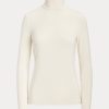 Cremefarbene Poloshirts aus Jersey für Damen von Ralph Lauren mit Rollkragen