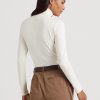 Cremefarbene Poloshirts aus Jersey für Damen von Ralph Lauren mit Rollkragen