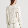Cremefarbene Ralph Lauren Aran-Strickpullover aus Baumwolle mit U-Boot-Ausschnitt für Damen