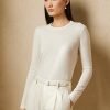Cremefarbene Ralph Lauren Kaschmirpullover mit Rundhalsausschnitt für Damen