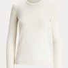 Cremefarbene Ralph Lauren Kaschmirpullover mit Rundhalsausschnitt für Damen