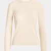 Cremefarbene Ralph Lauren Kaschmirpullover mit Rundhalsausschnitt für Damen