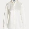 Cremefarbene Ralph Lauren Mulberry Silk Shir Shirts für Damen
