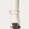 Cremefarbene Ralph Lauren Polo ID Stiefel aus gewachstem Kalbsleder für Damen