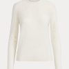 Cremefarbene Ralph Lauren Pullover aus Merinowolle mit Rundhalsausschnitt für Damen