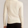 Cremefarbene Ralph Lauren Rollkragenpullover aus Kaschmir mit Knöpfen für Damen