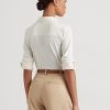 Cremefarbene Ralph Lauren Stretch-Jersey-Hemden für Damen