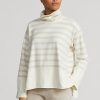 Cremefarbene Ralph Lauren Striped Performance Fleece Pullover für Damen