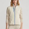 Cremefarbene ärmellose Terry-Weste mit durchgehendem Reißverschluss für Damen von Ralph Lauren