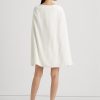 Cremefarbenes Cocktailkleid aus Georgette mit Cape-Muster von Ralph Lauren für Damen