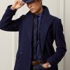 Dunkelblaue Herrenmäntel aus handgefertigter Wolle mit Fischgrätenmuster von Ralph Lauren
