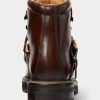 Dunkelbraune handgebrannte Damenstiefel von Ralph Lauren Dimicia Welington