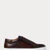 Dunkelbraune Herren-Sneakers „Severn“ aus brüniertem Kalbsleder von Ralph Lauren